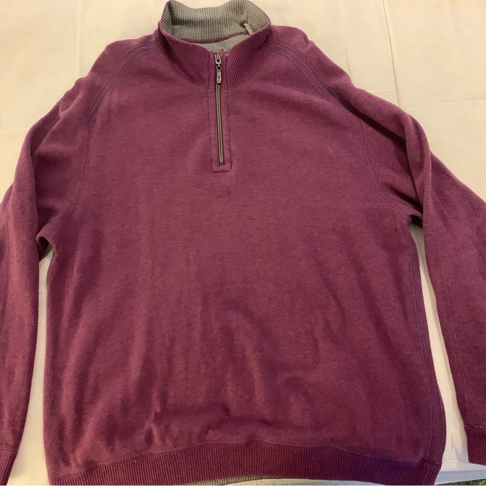 Tommy Bahama Half-Zip Sweatshirt Purple with Gray Interior Men’s XL